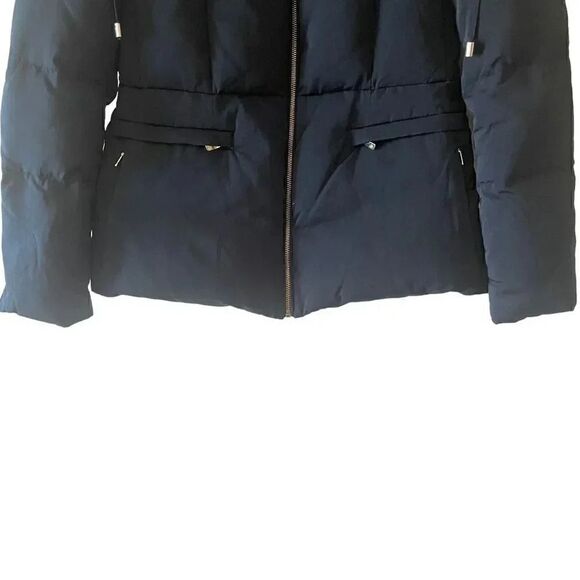 Zara Woman Black Coat Collared Long Sleeve Full Zip Parka Down Winter Jacket L - Picture 4 of 13